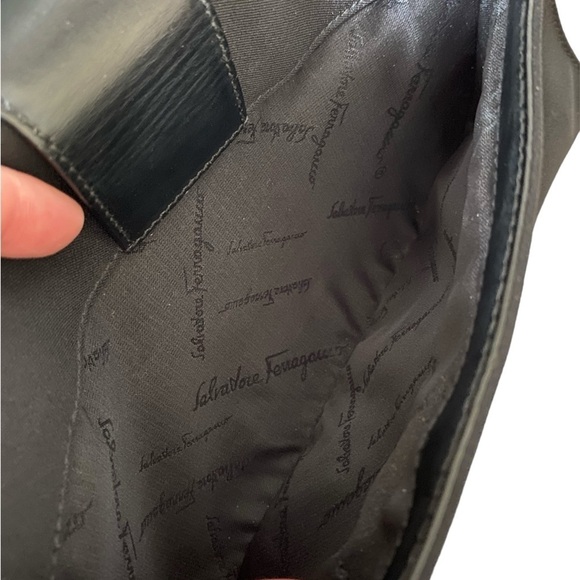 Ferragamo Vintage Y2K Rectangular Black Leather Trim Shoulder Bag - Picture 14 of 16